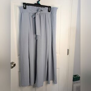 Light Blue Tie-Waist Wide Leg Pants